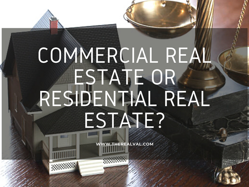 Scale with model house, text: Commercial or Residential Real Estate? RealVal.com query on property type decisions.