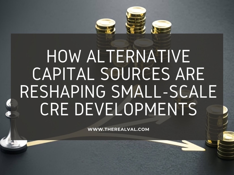 Text overlay: How Alternative Capital Sources Reshape Small-Scale CRE Developments with chess and coins background.
