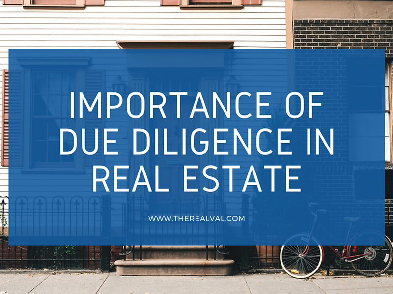 Importance of due diligence in real estate text on building background with bicycle | www.therealval.com