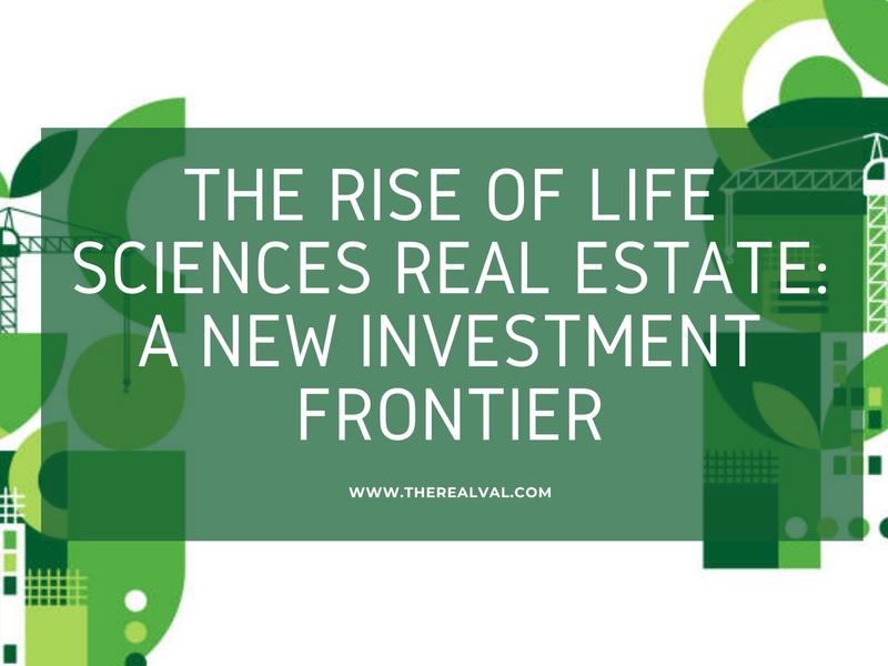 The rise of life sciences real estate: A new investment frontier with green graphic elements.