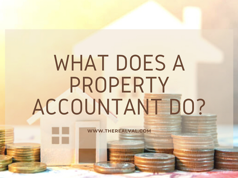 Stacks of coins and a house cutout with text: What Does a Property Accountant Do?