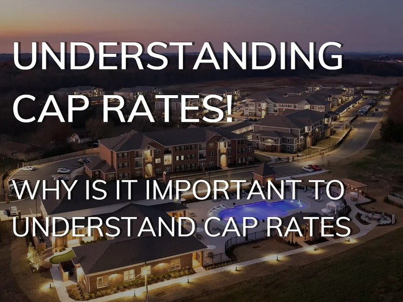 Scenic aerial view of a real estate property at dusk with overlay text about understanding cap rates.